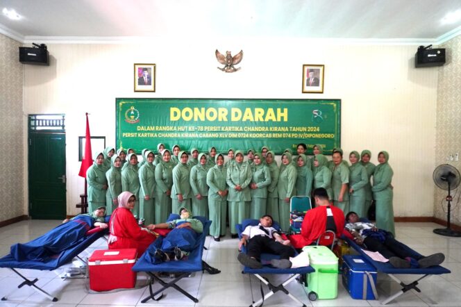 
					HUT Ke 78 Persit Kodim Boyolali Gelar Donor Darah