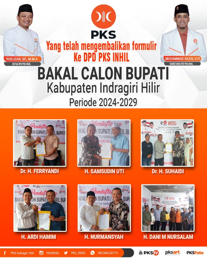 
					PJ Bupati Herman Belum Mendaftar di Penjaringan Balon Bupati ,Ketua DPTD PKS Inhil Yuslizar Menyatakan Surat yang Beredar Bukan Dari PKS