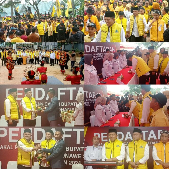 
					Irham Kalenggo -Wahyu Ade Pratama Imran Bersama Ribuan Pendukungnya Pendaftar Ke 4 Di KPU Konsel Peluang Besar Jadi Bupati Kabupaten Konawe Pilkada 2024
