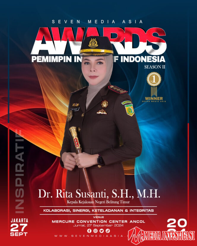 
					Kepala Kejaksaan Negeri Belitung Timur, Dr. Rita Susanti, Raih Penghargaan Pemimpin Inspiratif Indonesia 2024