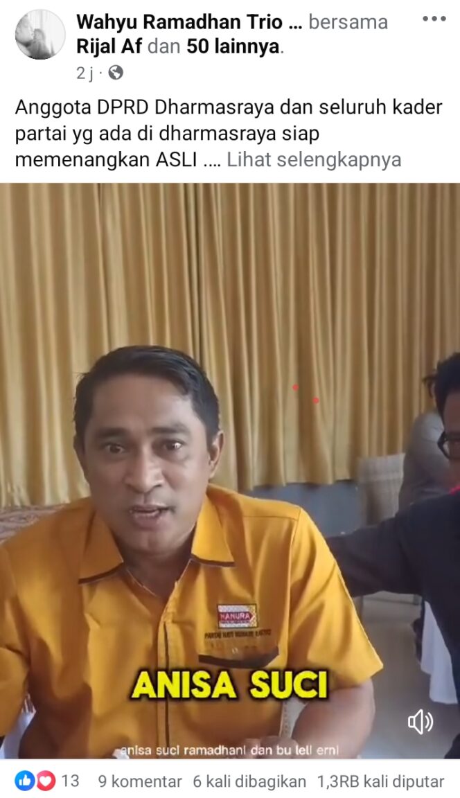 
					Viral! Video Dukungan Terbuka Anggota DPRD Dharmasraya untuk Anisa-Leli di Pilkada 2024 Memicu Kontroversi