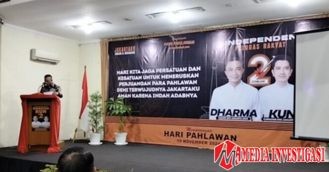 
					Cagub nomor urut 2, Dharma Pongrekun berbicara dalam peringatan Hari Pahlawan (dok.istimewa)