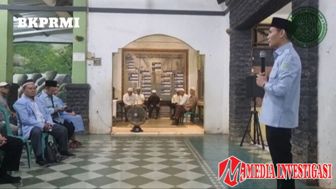 
					Nanang Mubarok dalam sambutannya di kegiatan peluncuran kerja sama strategis BKPRMI. (Dok. mediainvestigasinet/ Shendy Marwan)