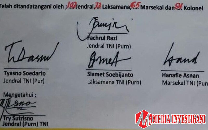 Purnawirawan Jenderal TNI Desak Pergantian Wakil Presiden dan Reshuffle Kabinet
