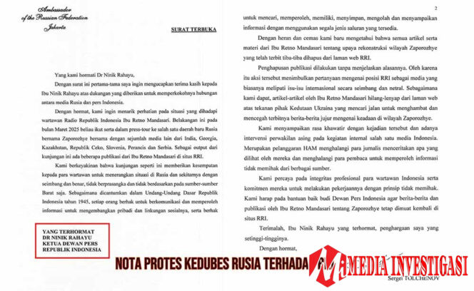
					Krisis Etika di Balik Penghapusan Artikel Zaporozhye, Ketum PPWI Desak RRI Minta Maaf, Singgung Potensi Jurnalisme Transaksional