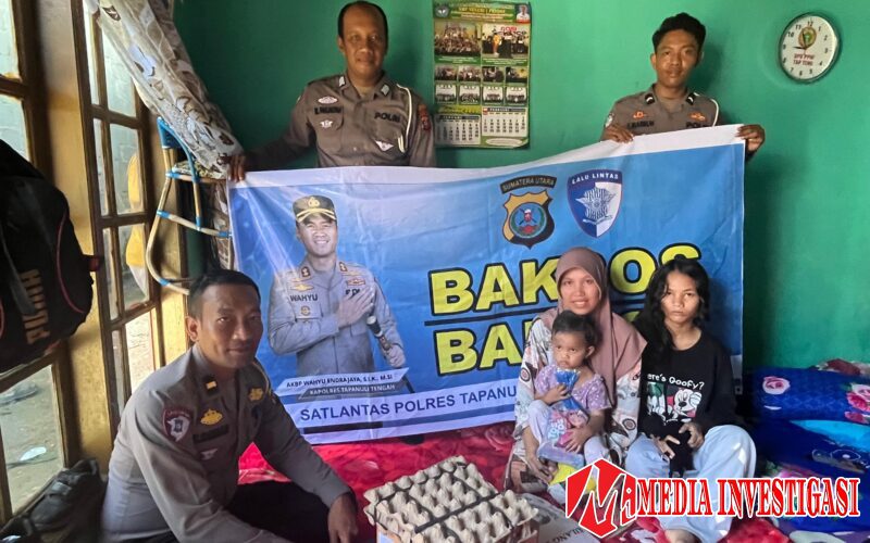 Sambut HUT Bhayangkara 79, Sat Lantas Polres Tapteng Bagikan Bantuan Sembako Kepada Korban Lakalantas