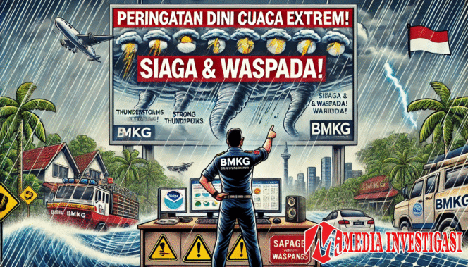 
					Ilustrasi. Peringatan dini cuaca ekstrem. Foto: Generate by AI