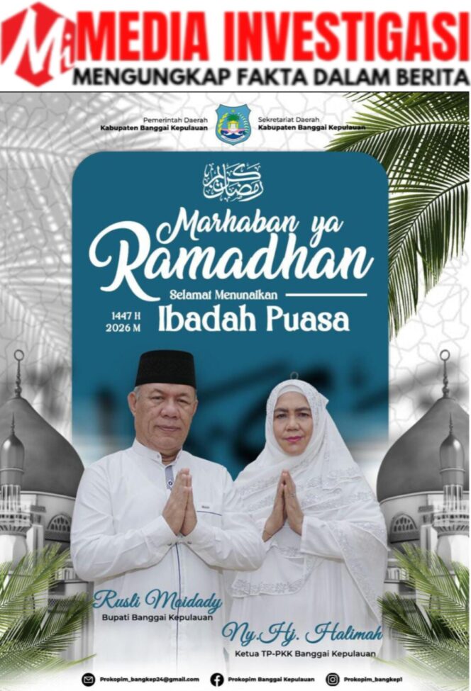 
					Bupati Kabupaten Banggai Kepulauan Rusly Moidady Besama Ketua TP-PKK Kabupaten Banggai Kepulauan Ny. Hj. Halimah Berserta  Keluarga Mengucapkan : 
