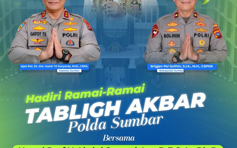 Polda Sumbar Gelar Tabligh Akbar Bersama Ustadz Abdul Somad di Masjid Raya Syekh Khatib Al-Minangkabawi