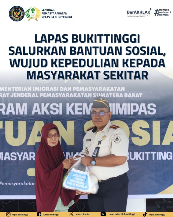 
					Lapas Bukittinggi Salurkan Bantuan Sosial, Wujud Kepedulian kepada Masyarakat Sekitar
