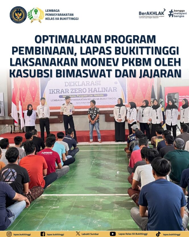 
					Optimalkan Program Pembinaan, Lapas Bukittinggi Laksanakan Monev PKBM oleh Kasubsi Bimaswat dan Jajaran