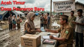 Ilustrasi penyerahan bantuan korban banjir bebas pungli. (Ai)