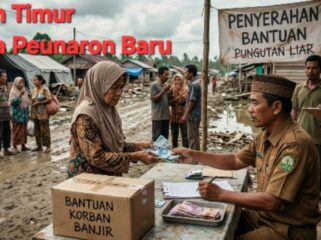 Ilustrasi penyerahan bantuan korban banjir bebas pungli. (Ai)