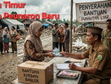 Ilustrasi penyerahan bantuan korban banjir bebas pungli. (Ai)