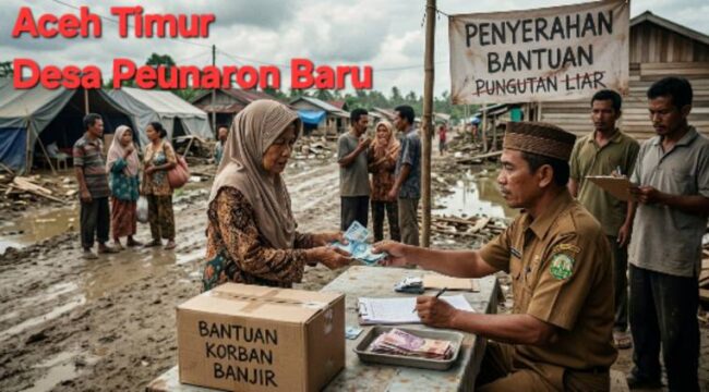 Ilustrasi penyerahan bantuan korban banjir bebas pungli. (Ai)