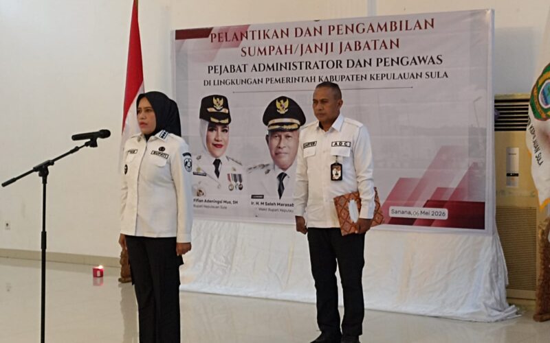 Bupati Kepulauan Sula Hj.Fifian Adeningsi Mus Kembali Lantik 72 Pejabat Tekankan Pelayanan Kepada Masyarakat