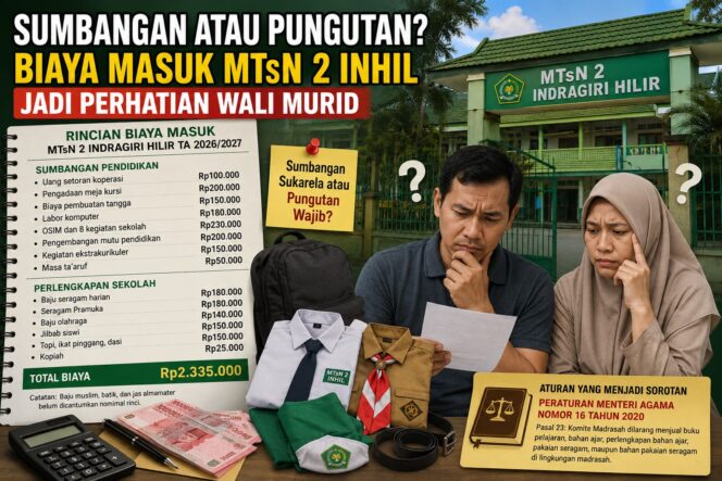 
					Sumbangan atau Pungutan? Biaya Masuk MTsN 2 Inhil Jadi Perhatian Wali Murid, Ini Rincian nya
