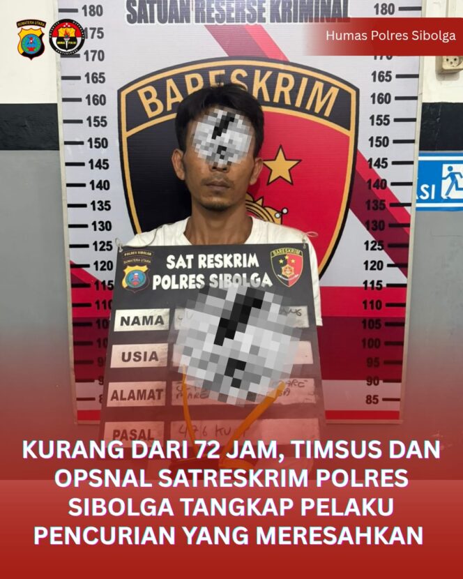 
					Tak Sampai 72 Jam, Timsus 3C dan Opsnal Satreskrim Polres Sibolga Ungkap Pencurian HP
