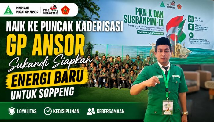 Naik ke Puncak Kaderisasi GP Ansor, Sukardi Siapkan Energi Baru untuk Soppeng
