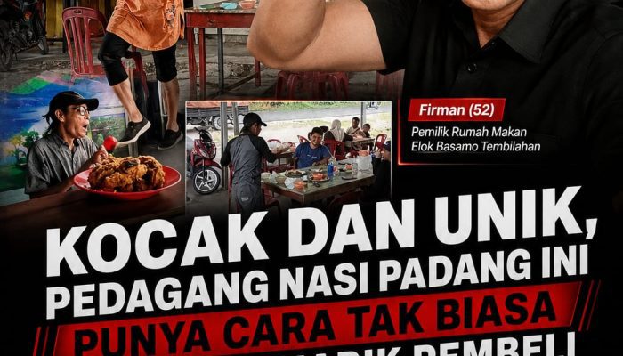 Kocak dan Unik! Pedagang Nasi Padang di Tembilahan Ini Viral karena Menari Sambil Mengantar Hidangan