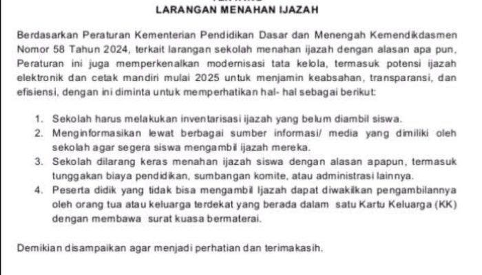 Larangan Menahan Ijazah Jangan Berhenti di Atas Kertas