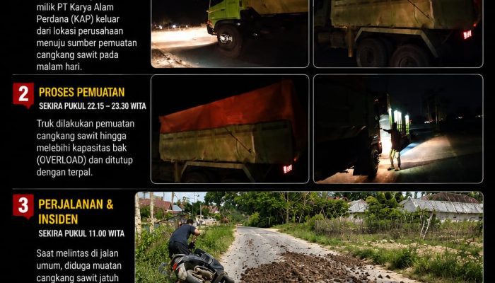 Ketua Ormas Tamalaki Bersama Warga Desak Aph Dan Pemkab Konsel Tangkap Pelaku Angkut Cangkang Sawit Overload, Truk PT KAP Melintas Jalan Umum