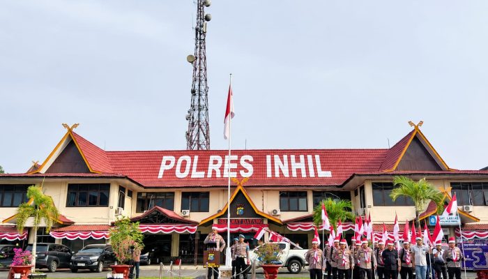 Kapolres Inhil Gelar Apel Pergeseran 150 Personel Menuju Kuala Selat dalam rangka Ekspedisi Merah Putih Presisi