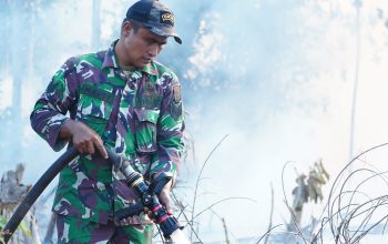 Dandim 0314/Inhil Turun Langsung Padamkan Karhutla di Desa Simpang Gaung