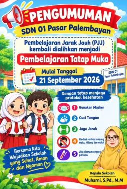 SDN 01 Pasar Palembayan Kembali Gelar Pembelajaran Tatap Muka Mulai 21 September 2026