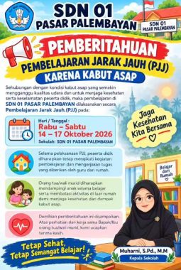 Kabut Asap Selimuti Palembayan, SDN 01 Pasar Palembayan Terapkan Belajar Dari Rumah 14-17 Oktober 2026