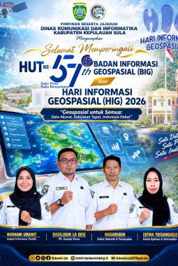Kadis Kominfo Sula Basludin La Besai Bersama Jajarannya Mengucapkan Selamat Memperingati HUT ke-57 Badan Informasi Geospasial dan Hari Informasi Geospasial 2026